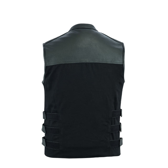 Mens SOA Trim Denim Vest With Side Laces