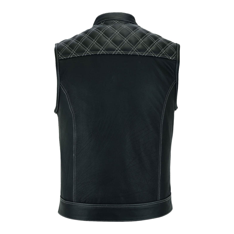 Black Leather Vest Leatherick Men SOA Anarchy Real Leather