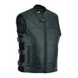 Chaleco de motociclista de piel de vaca dividida estilo SWAT de Leatherick