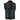Front view of SOA Pre Waistcoat in black cow leather with red stitching and red & black paisley inner liner for men.