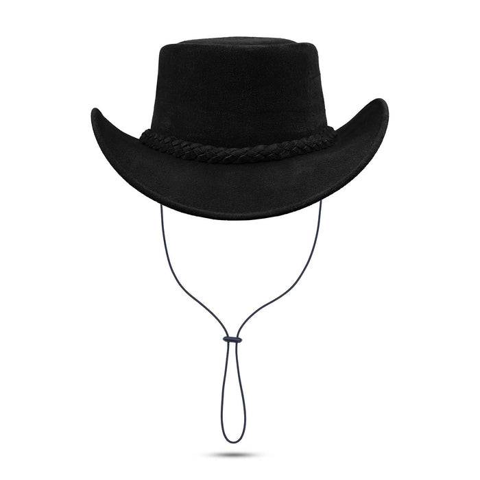 Leatherick Suede Black Aussie Style Bush Leather hat