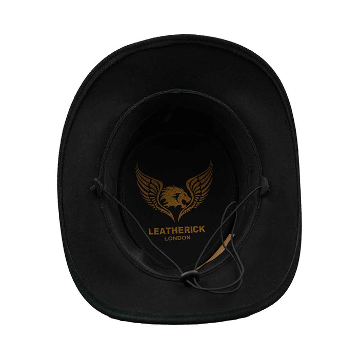 Leatherick Suede Black Aussie Style Bush Leather hat