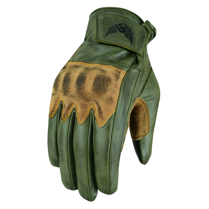 Thunder Grip Motorbike Gloves - Anatomically contoured suede leather palm panels and stitching details.