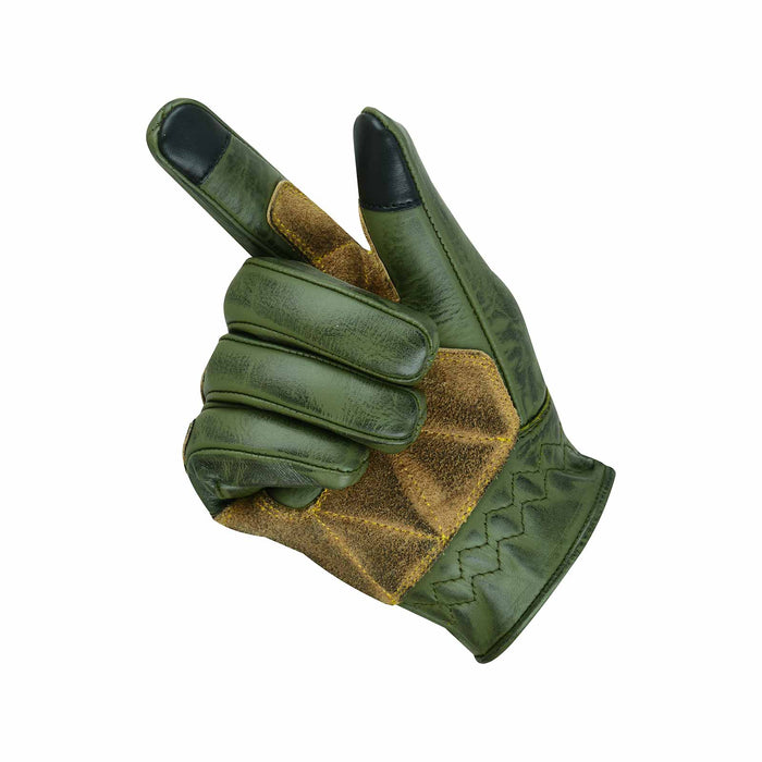 Close-up of Thunder Grip Gloves in use, highlighting suede grip panels and ergonomic fit on hands.
