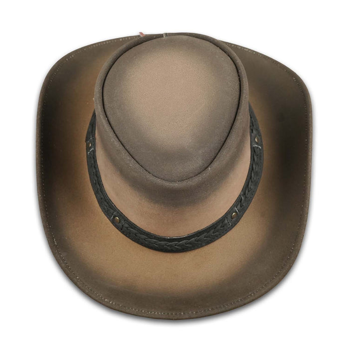 Leatherick Two Tone Braided Brim Vintage Hat