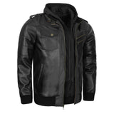Victor Black Men’s Leather Jacket – Hooded Style
