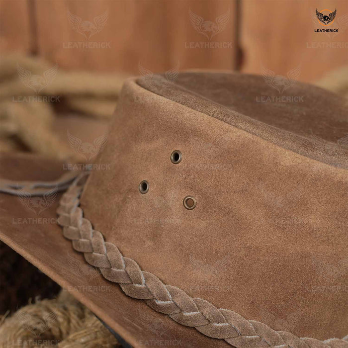 Leatherick Western Aussie Style Leather Cowboy Hat