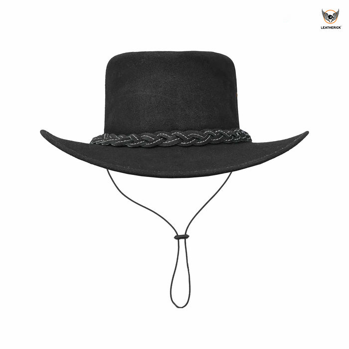 Leatherick Western Black Suede Leather Cowboy Hat