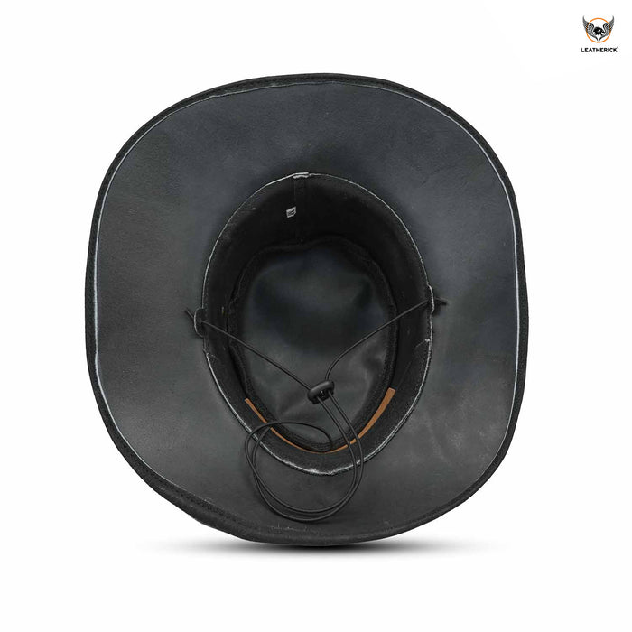 Leatherick Western Black Suede Leather Cowboy Hat