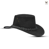 Chapeau de cowboy en cuir suédé noir Western Leatherick