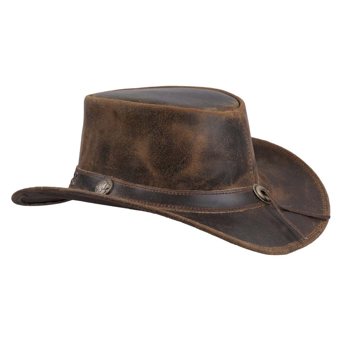 Leatherick Western Brown Leather Aussie Style Hat