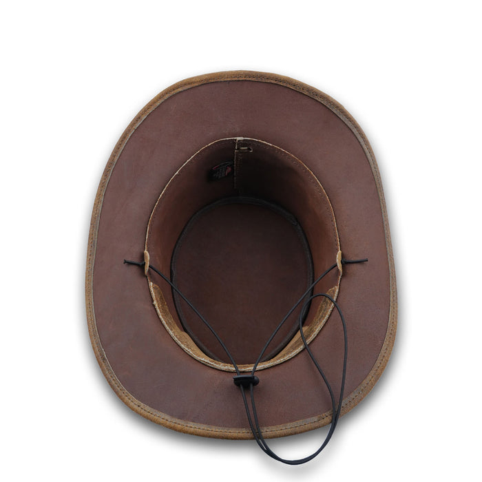 Leatherick Western Brown Leather Aussie Style Hat