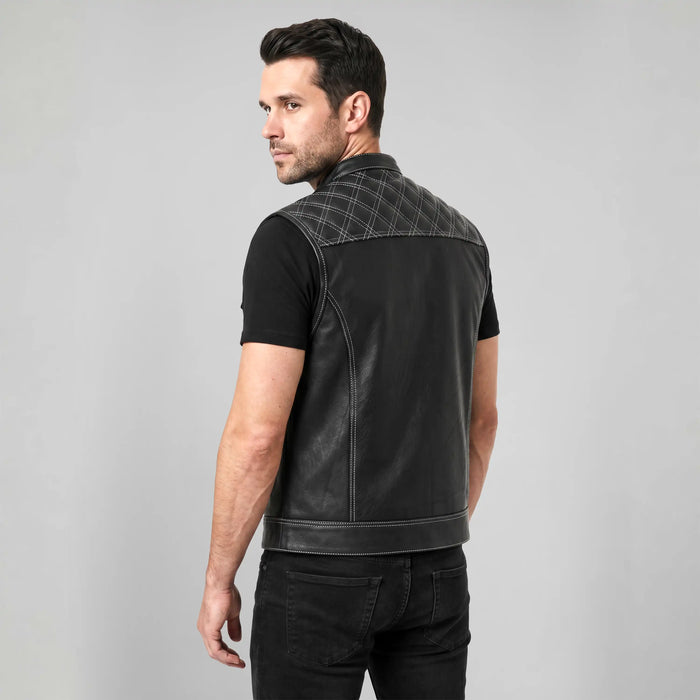 Leatherick SOA Style Diamond Stitch Leather Vest