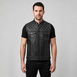 Leatherick SOA Style Gilet en cuir point de diamant