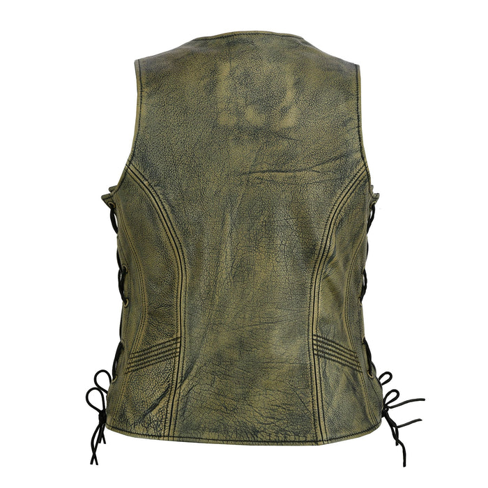 Back - Womens Brown Vintage Leather Vest
